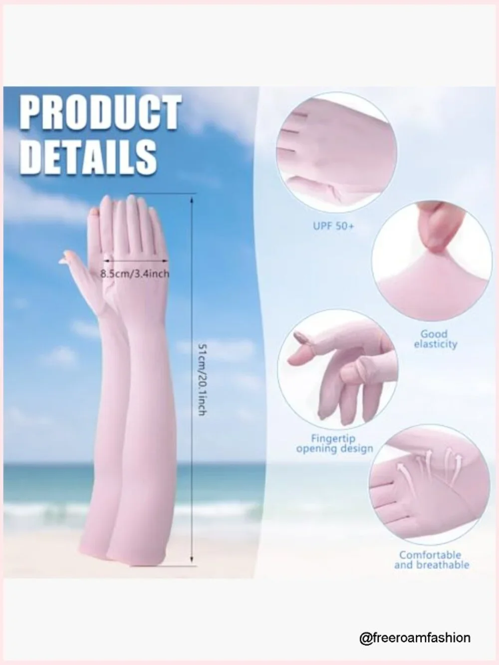 2 Pairs UV Long Sun Gloves Women's Sunblock Driving Non Slip Full Finger Arm